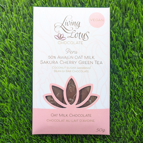 Living Lotus Chocolate Sakura Cherry Green Tea Oat Milk Chocolate at The Candy Bar Toronto