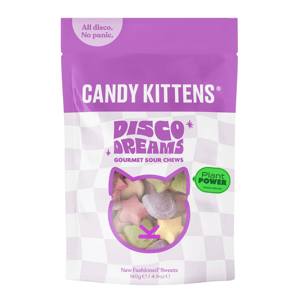 Candy Kittens Disco Dreams gourmet sour chews packaging on a white background