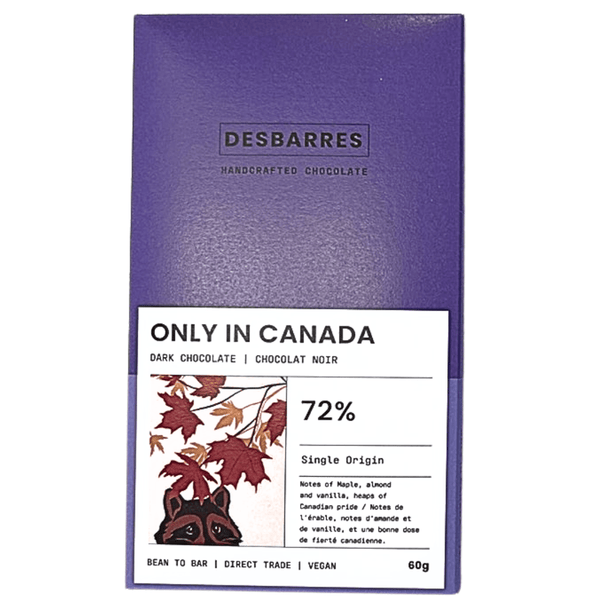 DesBarres Chocolate - Only in Canada 72% Bar