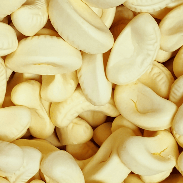 Close-up of yellow banana foam candies.