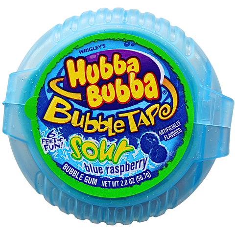 Hubba Bubba Sour Blue Raspberry Bubble Gum on a white background