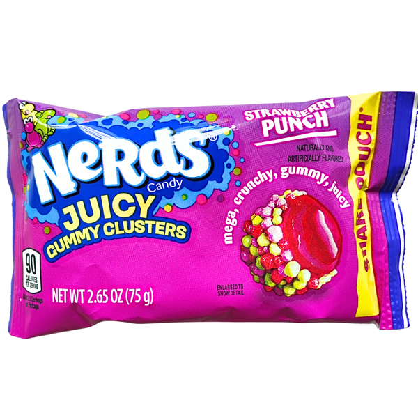 Nerds Strawberry Punch gummy candy package on a white background