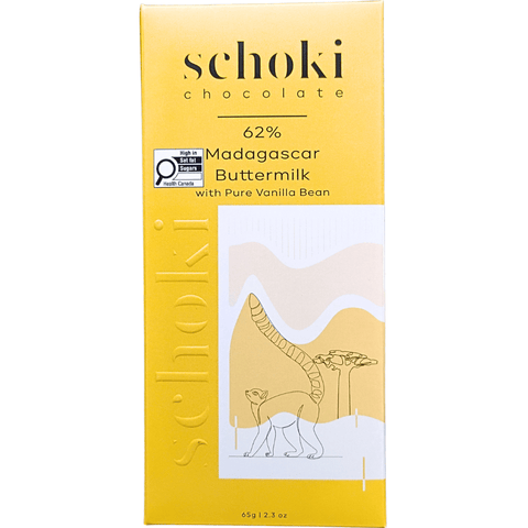 Schoki Chocolate -  62% Madagascar Dark ButterMilk with Pure Vanilla Bar$17 at The Candy Bar Toronto