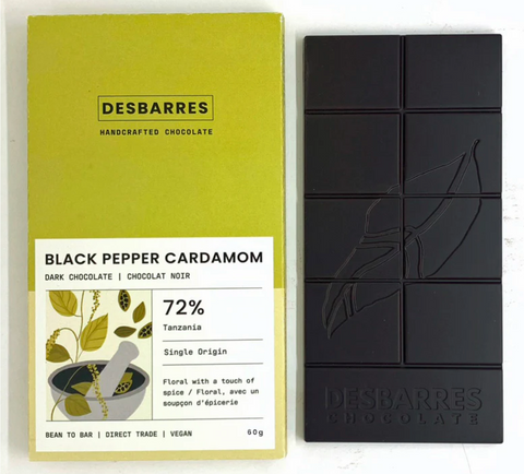DesBarres Chocolate - Black Pepper Cardamom 72% Dark Chocolate Barn at The Candy Bar Toronto