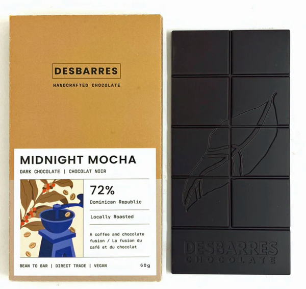 DesBarres Chocolate - Midnight Mocha 72% Dark Chocolate Bar at The Candy Bar Toronto