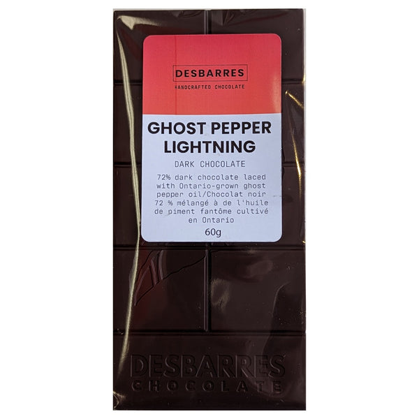 DesBarres Chocolate - Ghost Pepper Lightning 72% Dark Chocolate Bar  at The Candy Bar Toronto