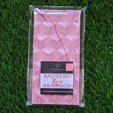 Centre & Main Raspberry Rose Pink Peppercorn White Chocolate Bar at The Candy Bar Toronto