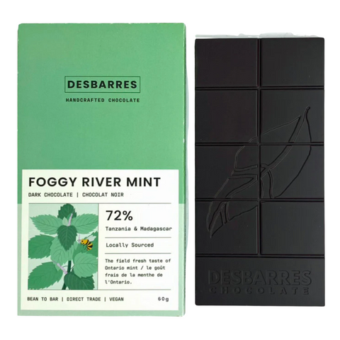 DesBarres Chocolate - Foggy River Mint 72% Dark Chocolate Bar  at The Candy Bar Toronto