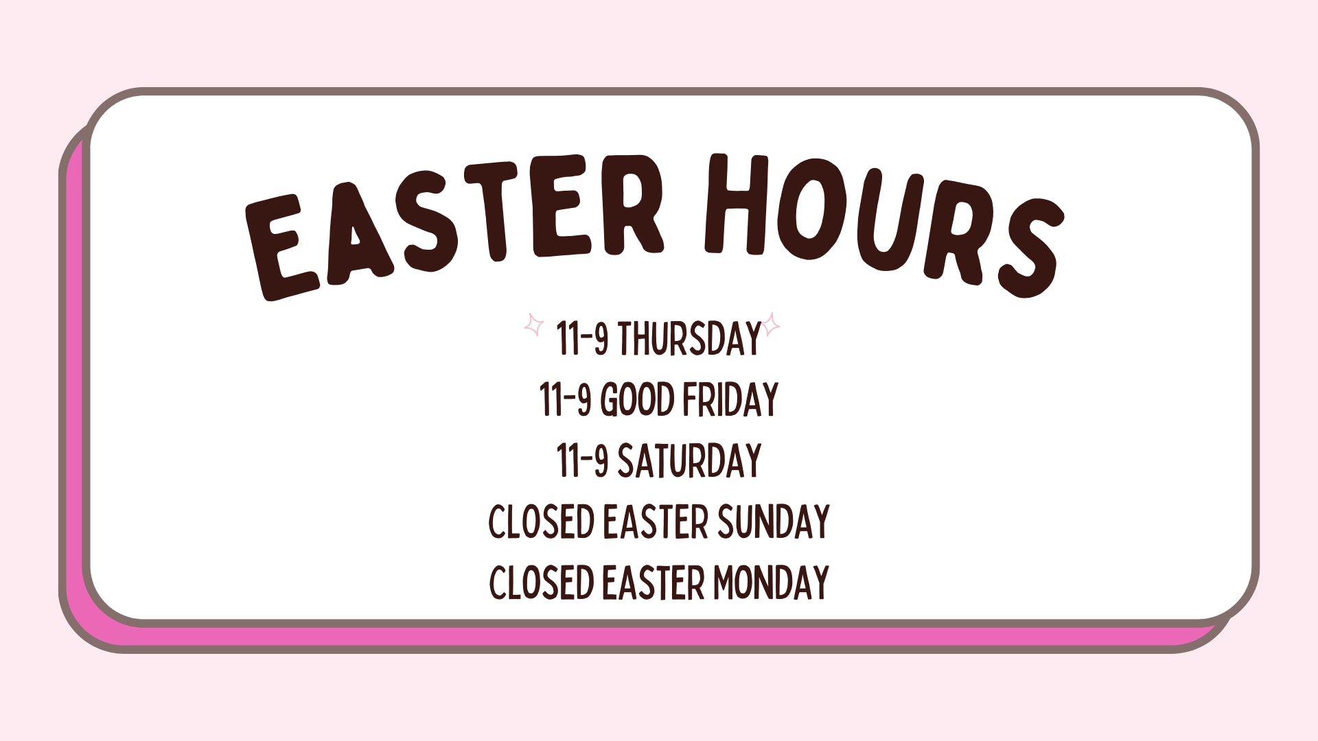 Holiday Hours at The Candy Bar